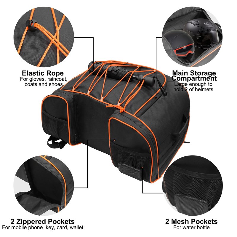 MYDAYS Motorcycle Tail Bag, Motorcycle Travel Luggage Bag, Rear Rack Trunk, Motor Pannier Bag