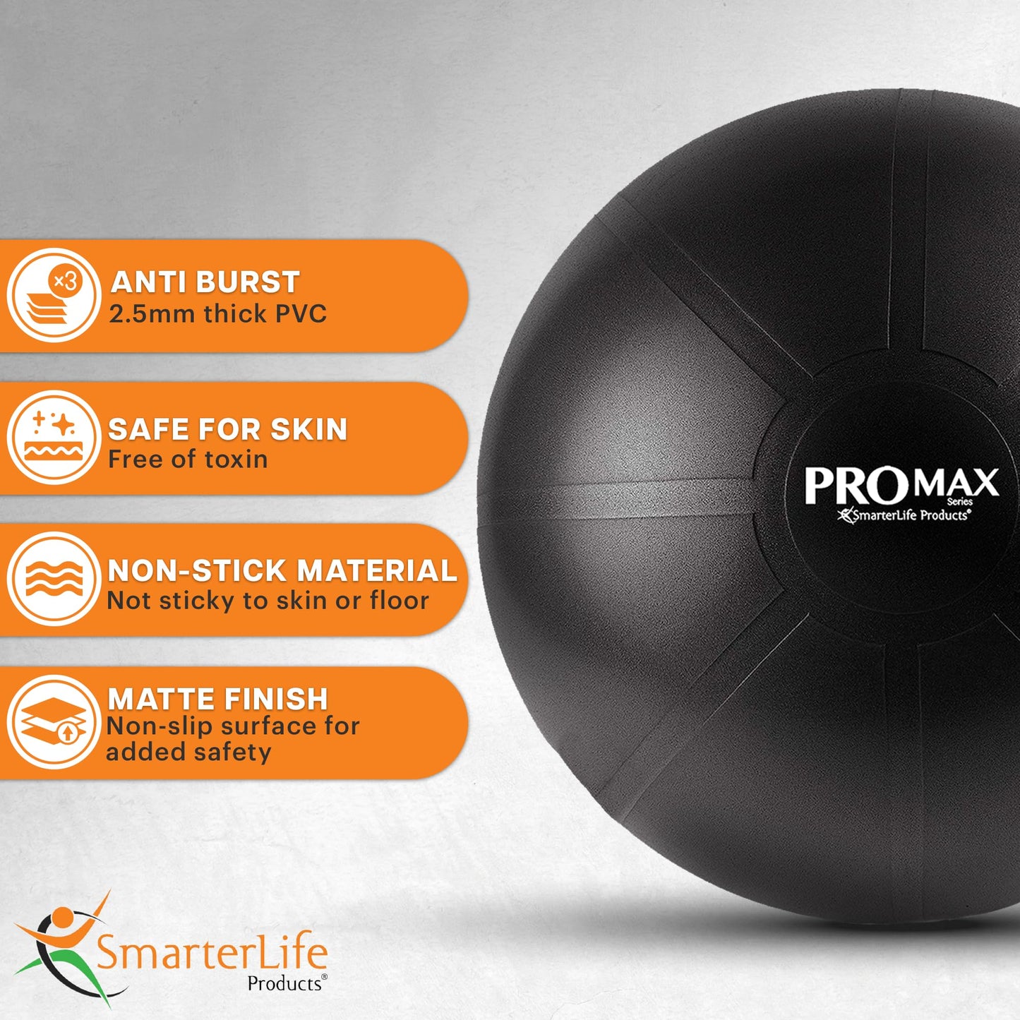PRO MAX Exercise Ball - Yoga Ball for Gym, Balance, Stability, Pregnancy