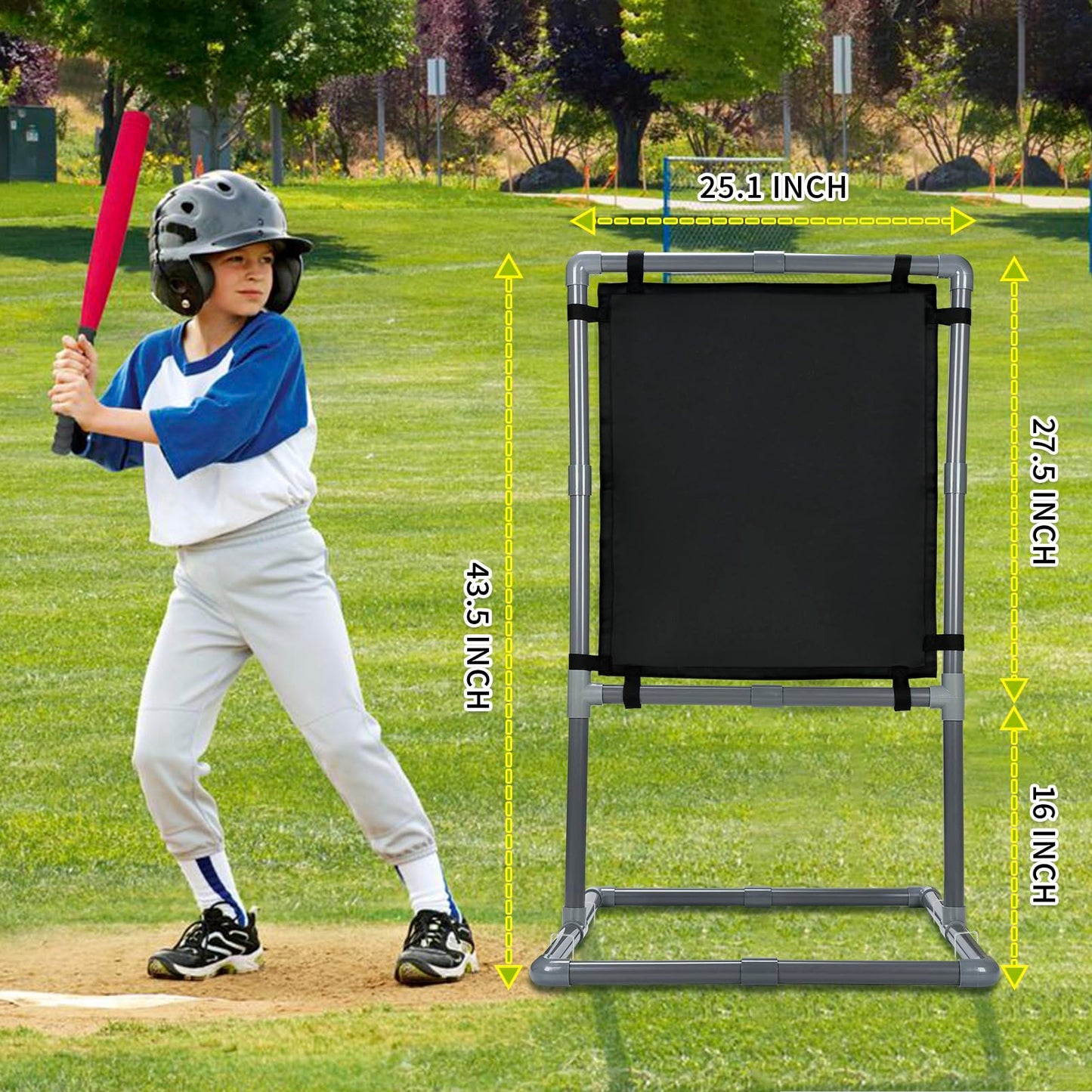 Baseball Ball Strike Zone,Sangle Soppfy Pitching Net & Baseball Strike Zone Compatible with Softball Balls and Plastic Baseballs.Baseball Net Set Up and Assemble Easily. (2 in 1)