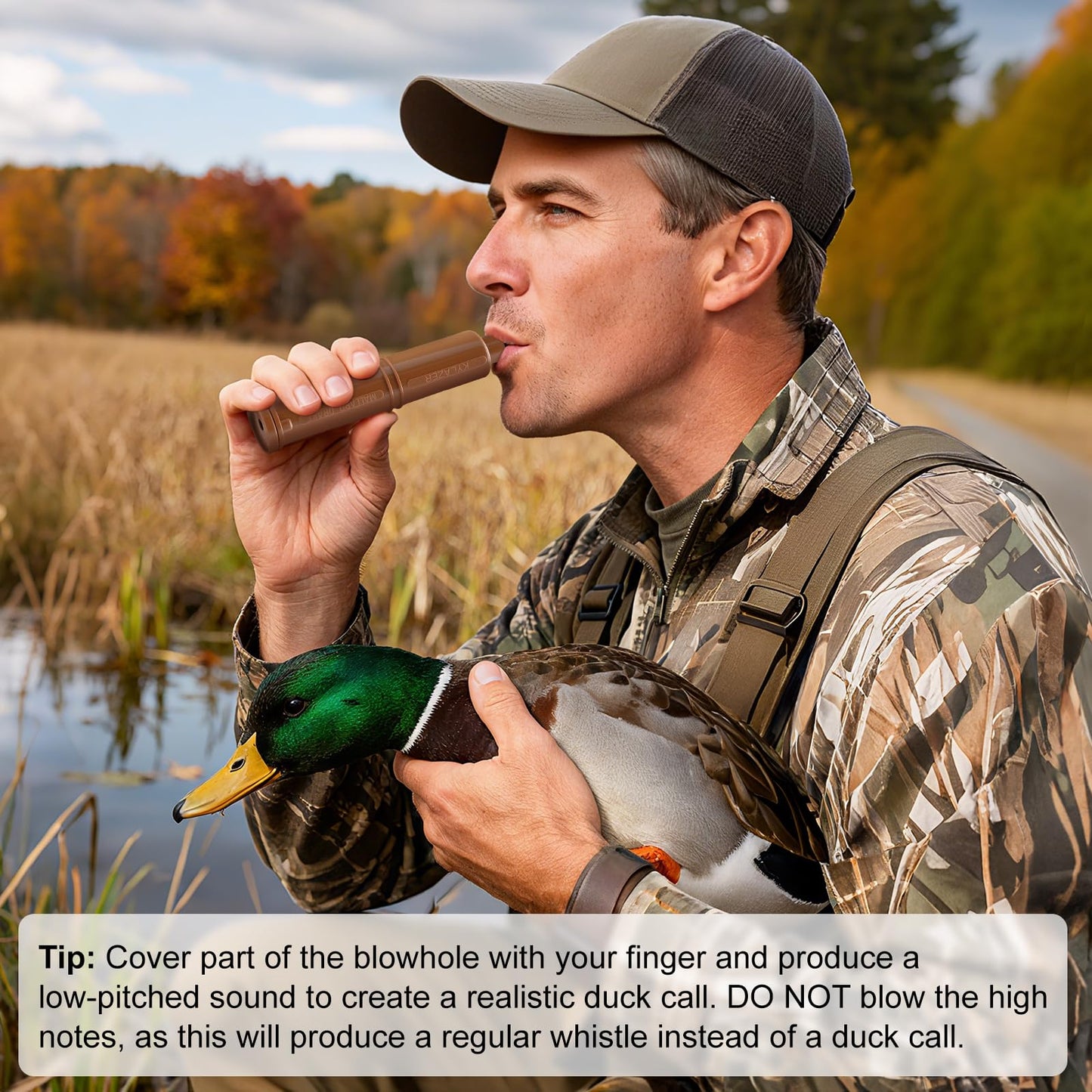 Kylazer Mallard Duck Call, Easy-Blow Hunting Whistle, Brown