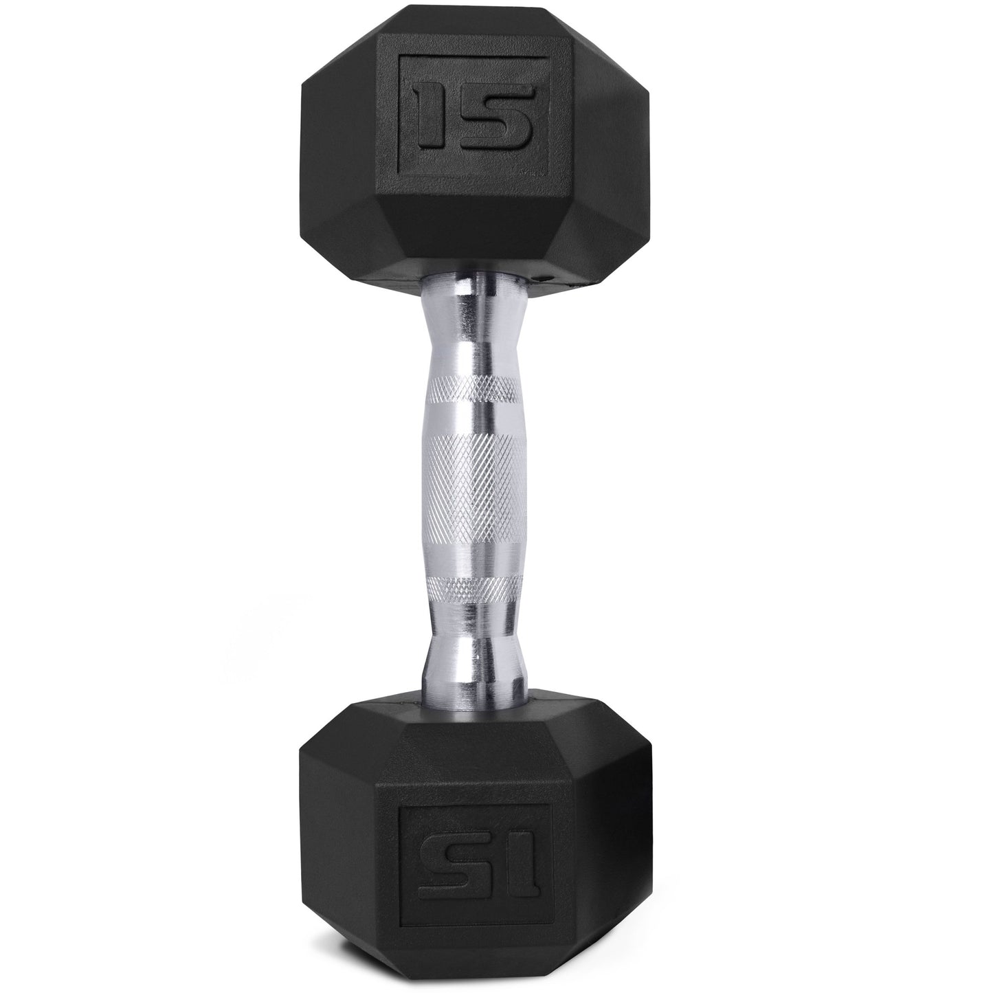 CAP Barbell Coated Hex Dumbbell with Contoured Chrome Handle, Single, 15 Pounds