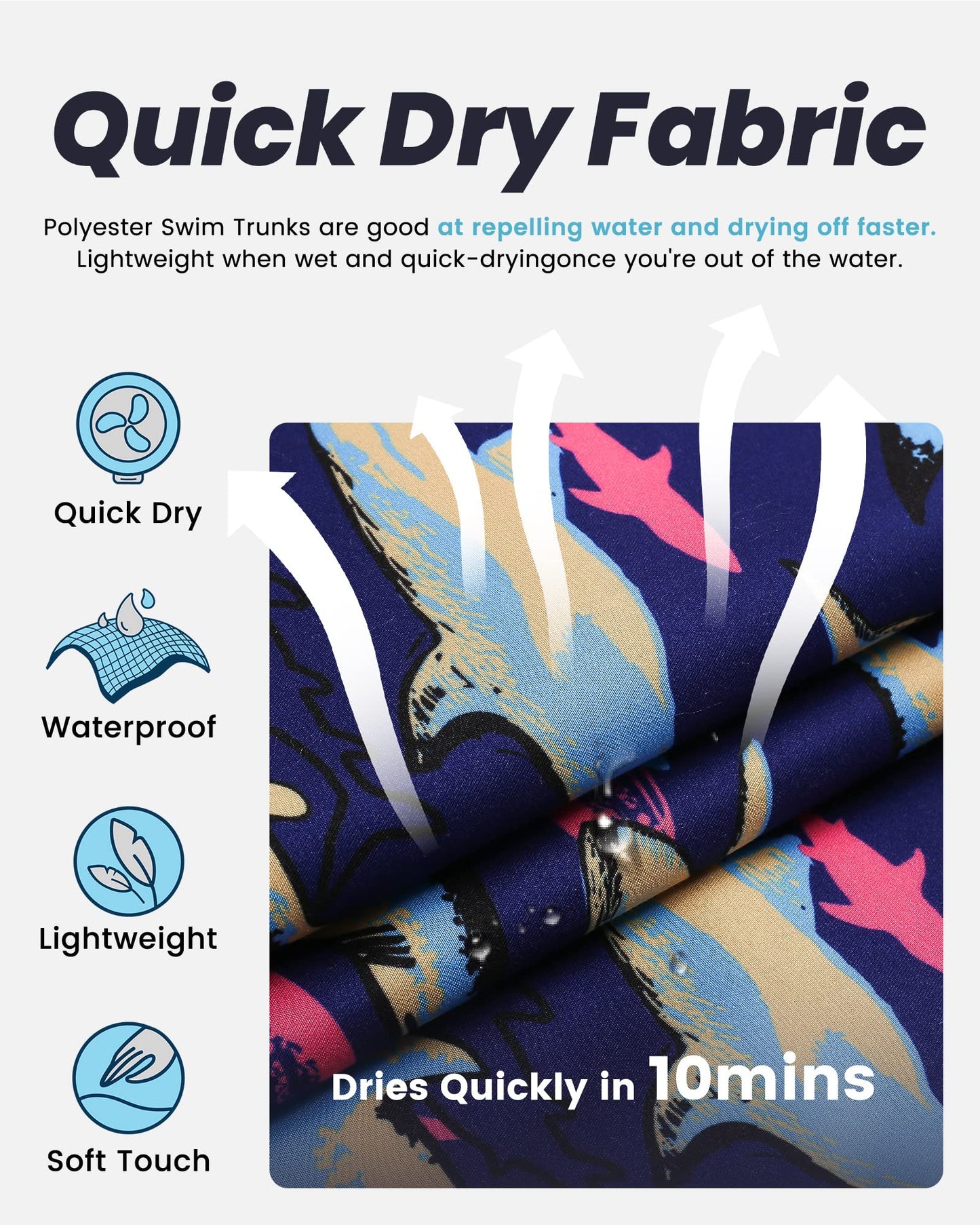 maamgic Mens Swim Trunks Quick Dry Swim Shorts with Mesh Lining Funny Swimwear Bathing Suits 7inch Colorful Shark XX-Large