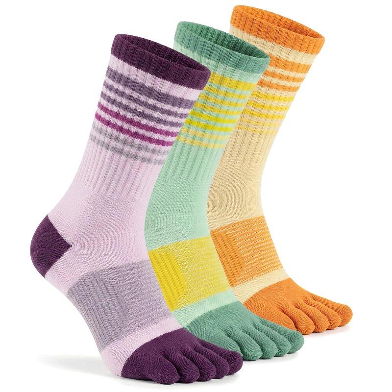 TikMox Crew Toe Sock, Ankle Sock for Women, Arch Support, Running Five-Toe Design, 3 pairs