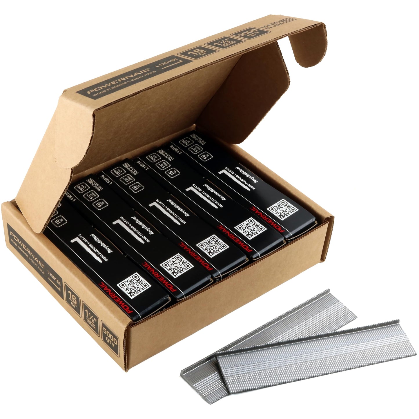 Powernail L150165 16 Gauge 1-1/2 Inch Length L-Cleat Nail for Hardwood Flooring (1 case of 5-1000ct boxes)