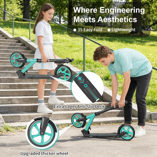 Kick Scooter - CPSC Certified Foldable Lightweight Sport Scooter for Kids & Teens | 8-Inch Wheels, Max Load 240 LBS