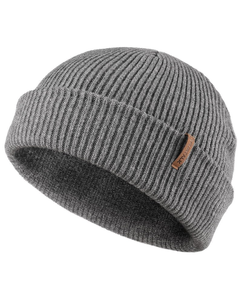 FURTALK Fisherman Beanie for Men Women 2 Styles Cuffless or Cuffed Knitted Unisex Winter Hat Outdoor All-Day Warmth Dark Grey
