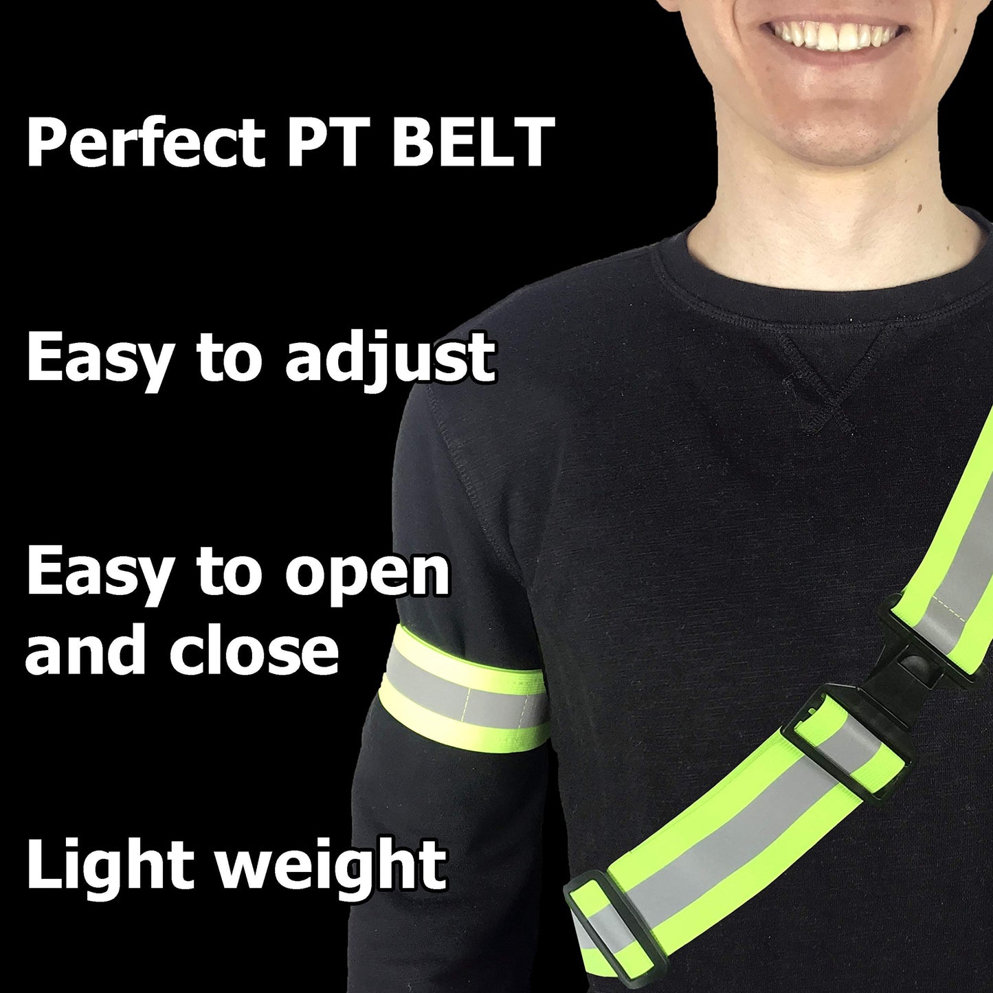 HiVisible Reflective Belt for Running Army PT Belt Reflective Running Gear + 2 Reflective Bands for Night Walking Bike Pant Leg Strap