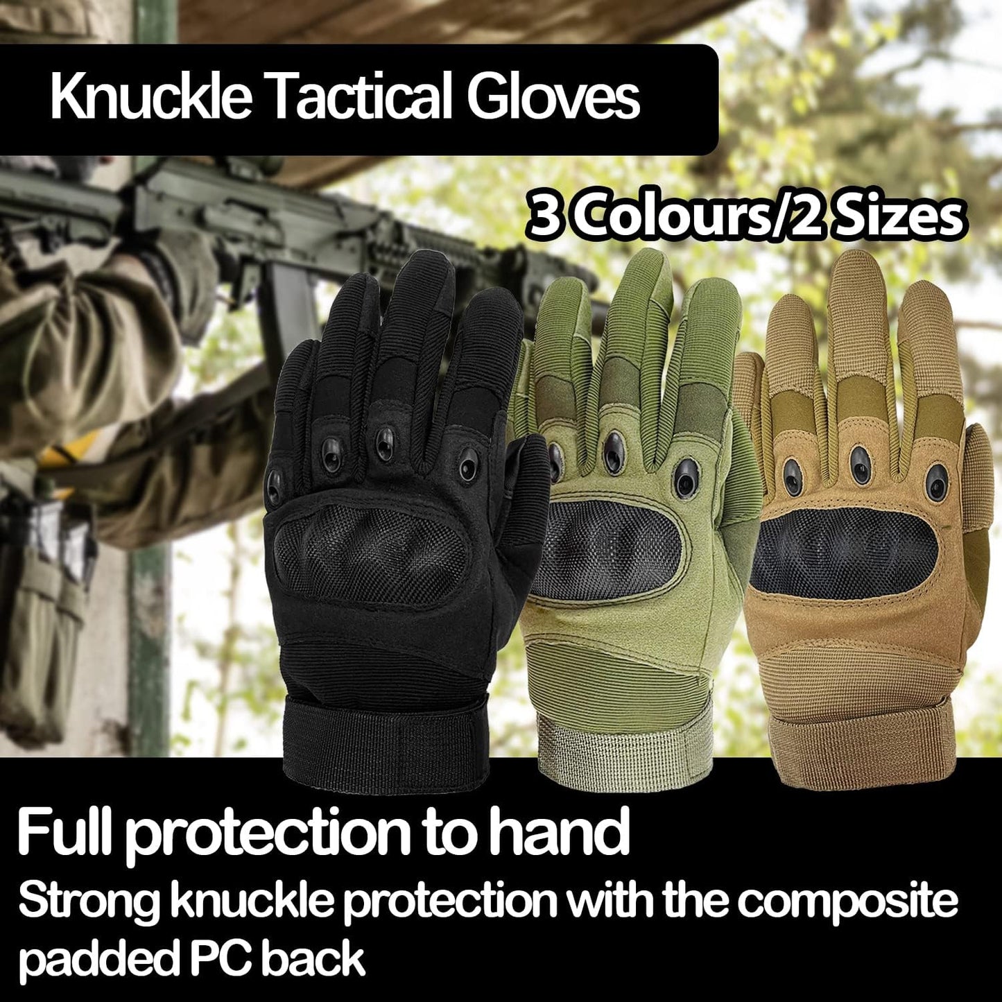 Sutekus Tactical Gloves - Hard Knuckle Design with Touchscreen Fingers | Ideal for Hiking, Camping, and Shooting