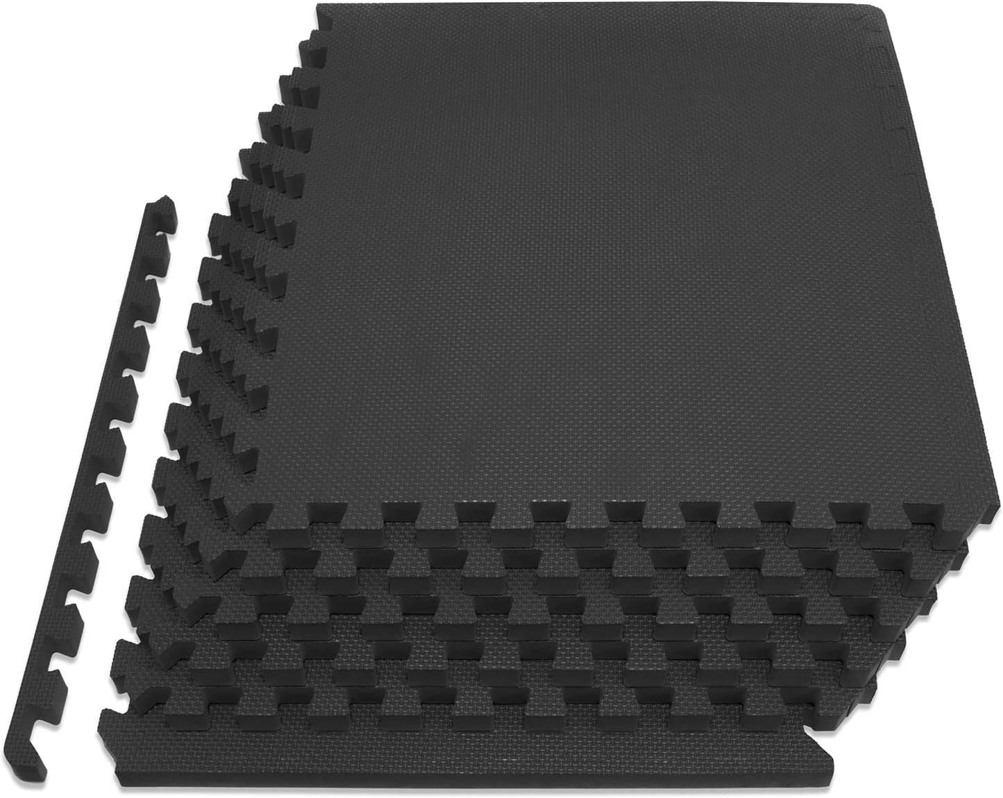 ProsourceFit Extra Thick Exercise Puzzle Mat - ¾-Inch EVA Foam Interlocking Tiles | Cushioned Flooring, Black, 24 SQ FT (6 Tiles)