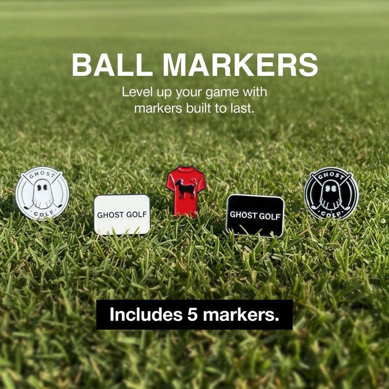 Ghost Golf Ball Markers, 5-Pack - Magnetic Ball Marker Tool for Hat Clip or Divot Tool - Cast Stainless Steel - Cool Golf Accessories & Must Haves for Putting Green - Gifts for Men Golfers