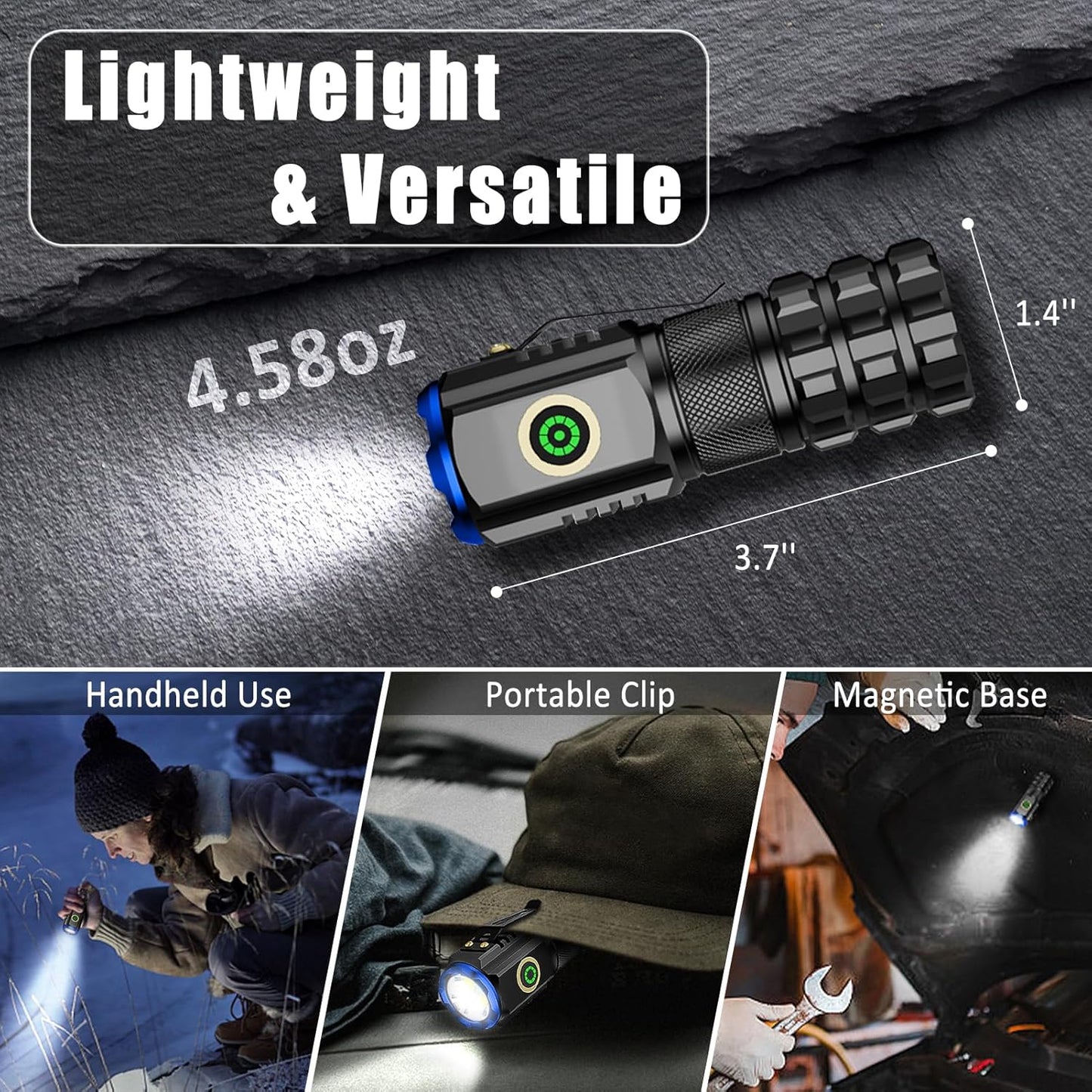 Skiennix Portable LED Mini Flashlight - Rechargeable EDC Pocket Light with 6 Modes & Magnet Clip | Waterproof for Outdoor Use