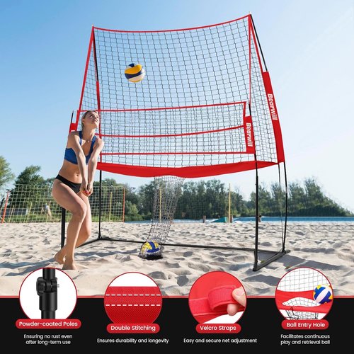 Bearwill Volleyball Practice Net - Freely Adjustable & Portable for Indoor/Outdoor Training