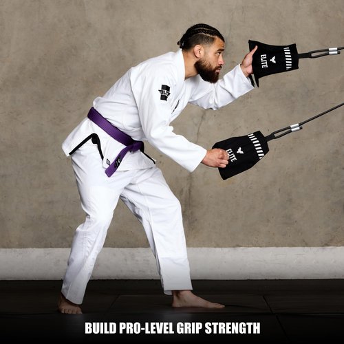 Elite Sports Jiu Jitsu Grip Trainer Simulate Gi - Resistance Band Grip Strength Trainer for BJJ MMA Judo & Grappling Training