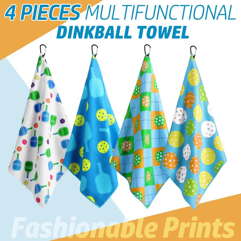 Windkream 4 Pcs Soft Dinkball Towels 15 x 17 Inch Sweat Absorbent Fast Drying Towels with Clip Tennis for Men Women Dinkball Gifts
