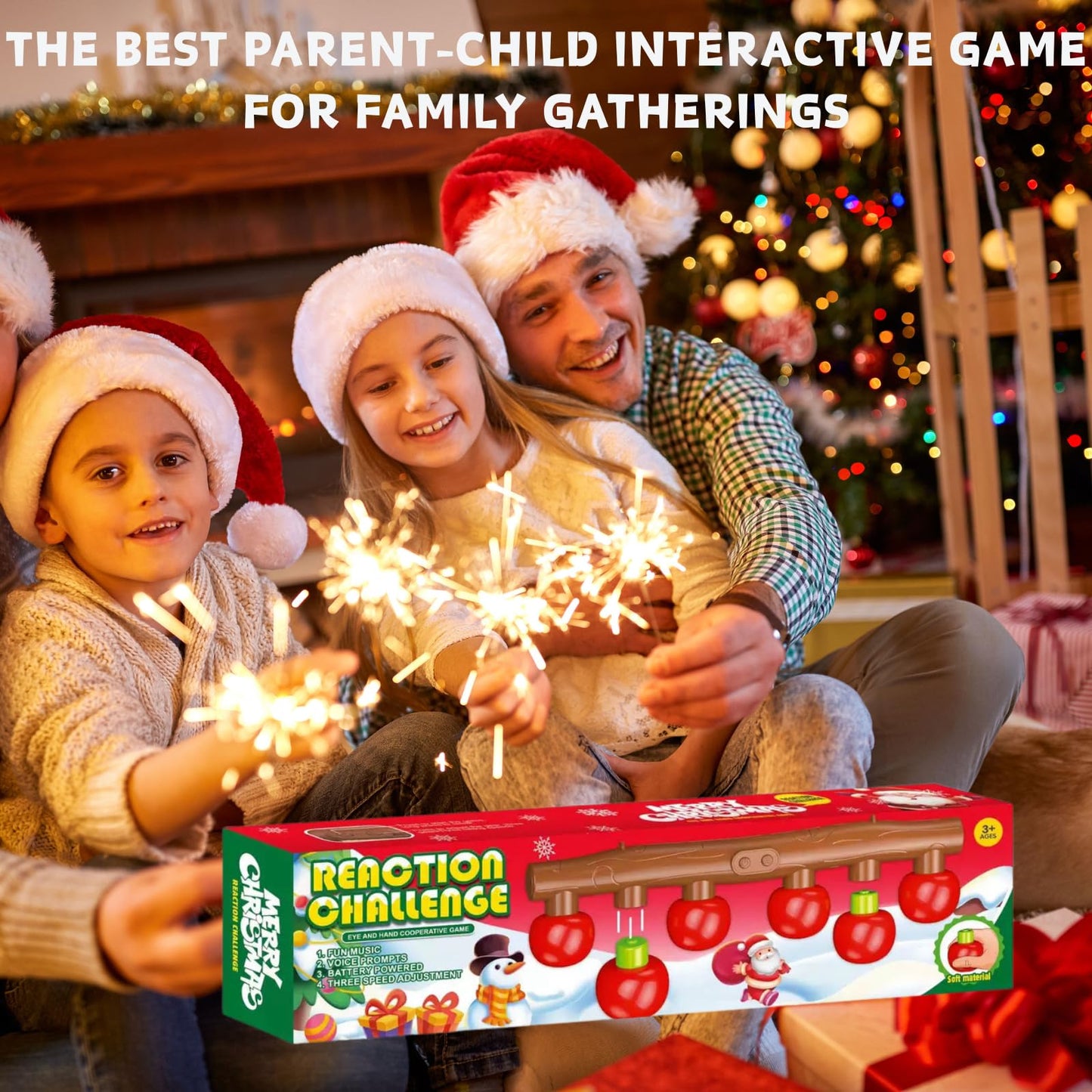 Upgrade Christmas Reflex Challenge Game, Catching Sticks Game, Hand Eye Coordination Training Toy, Christmas Reaction Time Training Toy for Kids and Adults