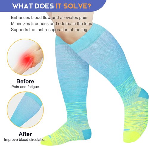LEVSOX Plus Size Compression Socks - Extra Large 15-20 mmHg Knee High for Women & Men | Ideal for Nurses & Travel