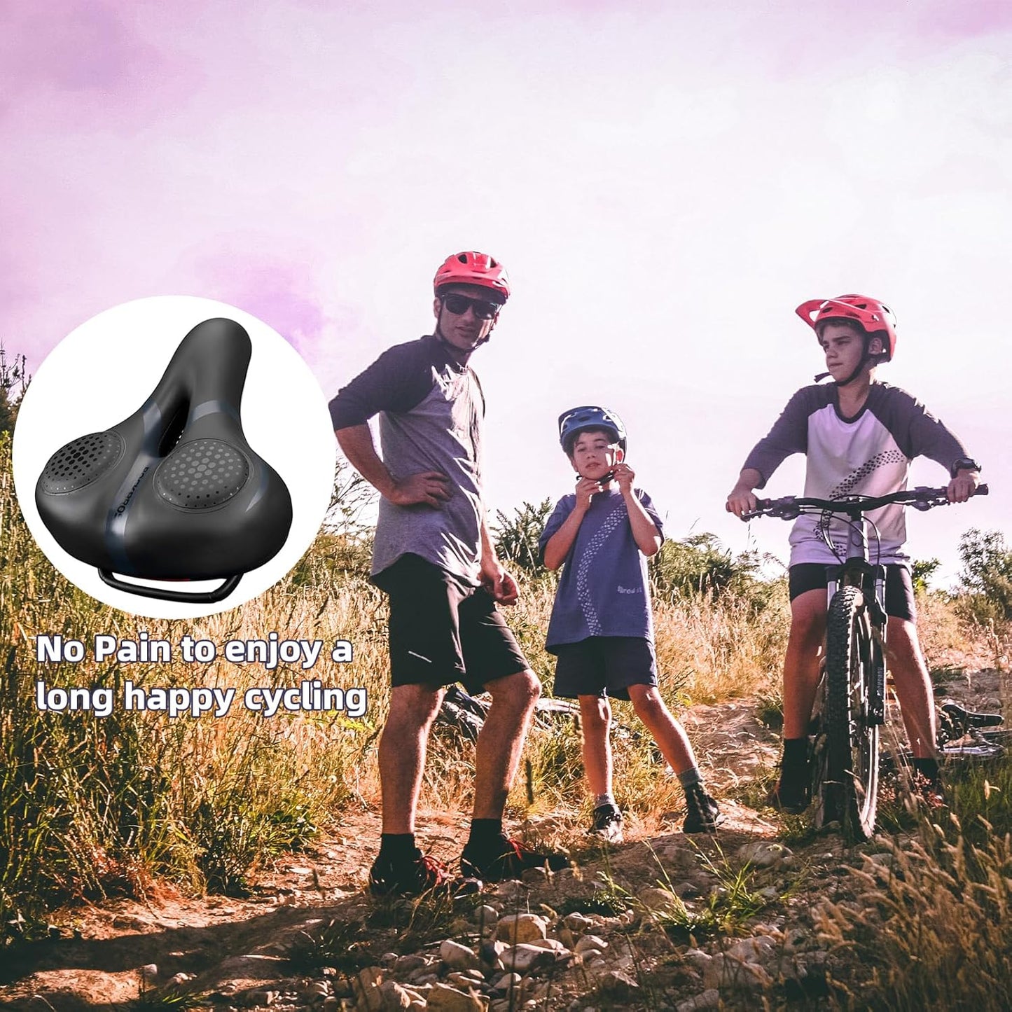 ROCKBROS Comfortable Gel Bike Seat - Breathable Waterproof Padded Saddle for Cruiser & Mountain Bikes