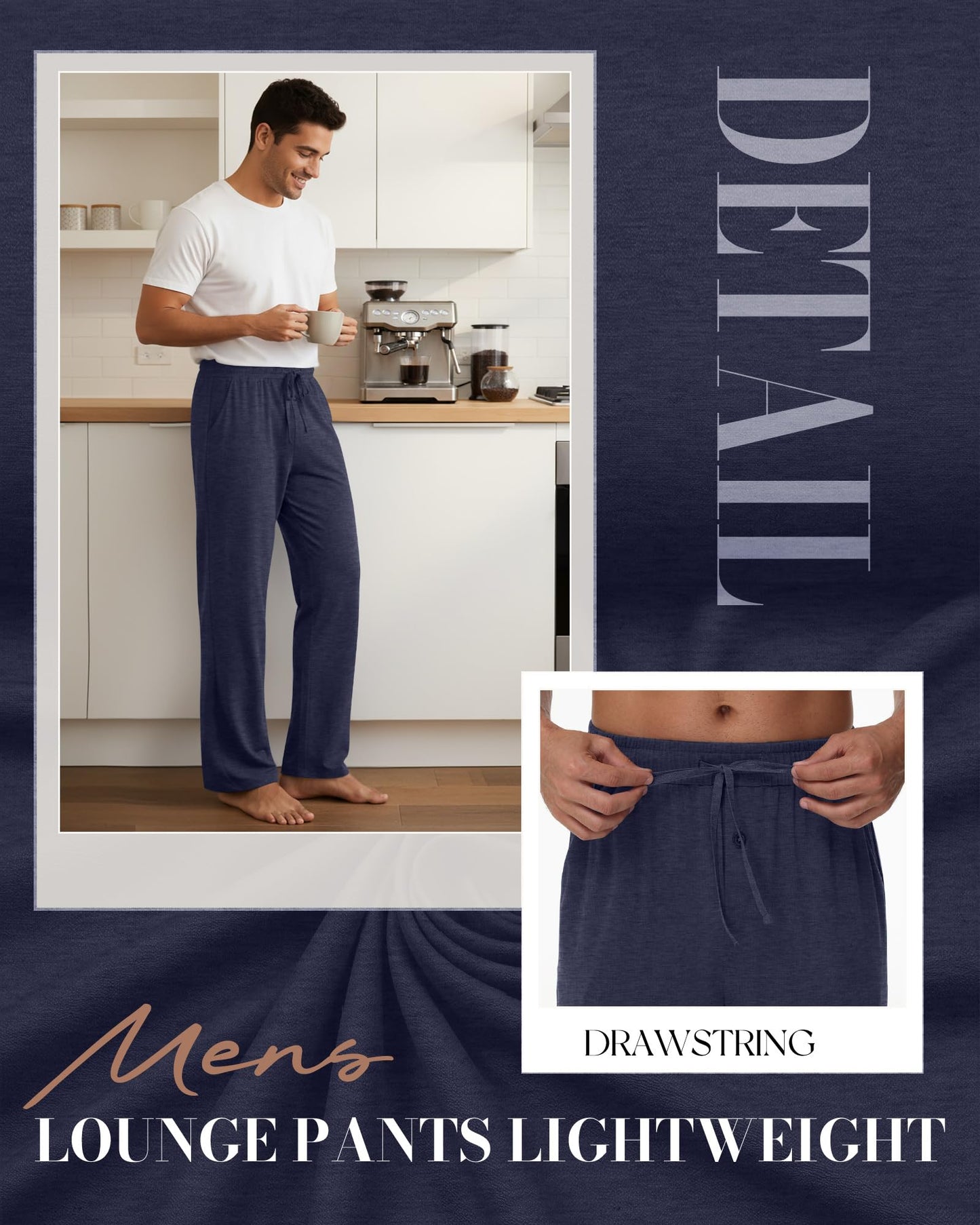 Neer 3 Pack Baggy Sweatpants for Men Knit Lightweight Lounge Pants Straight Leg Pajama Pant with Pocket(M,Black, Dark Grey, Navy Blue)