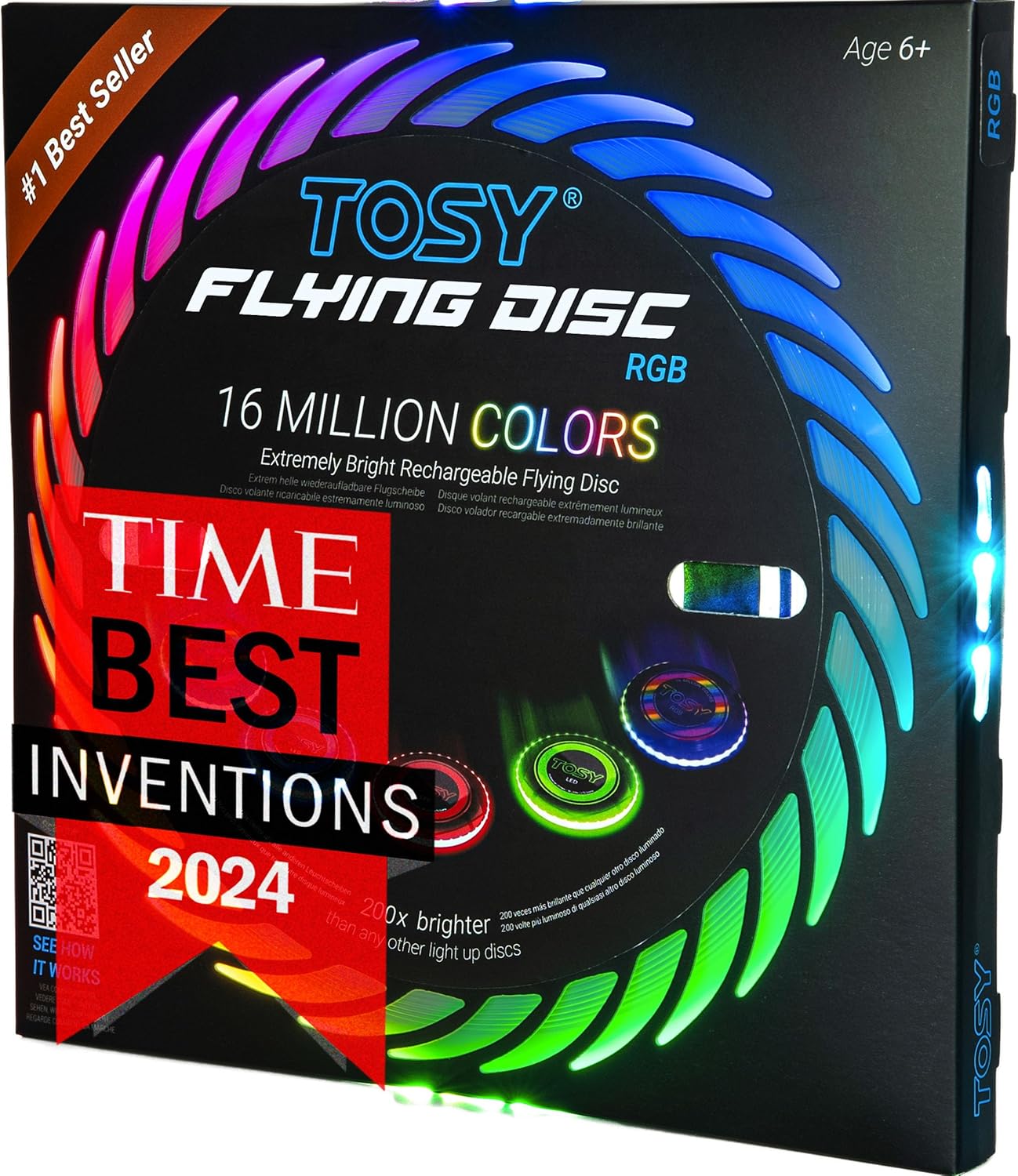 TOSY Flying Disc - RGB Multicolor LED Lights | Rechargeable & Waterproof Toy for Kids & Adults