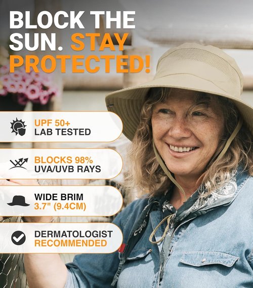 GearTOP Safari Hat for Men Sun Hats for Women UV Protection UPF 50+ Fishing, Gardening, Hiking Hat (22-23 1/2")