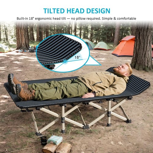 ATORPOK Oversized Camping Cot for Adults, Extra Wide 31.5'' Folding Bed with Carry Bag, Lightweight 500lbs Support, Portable Sleeping Cot for Home, Office, Camping