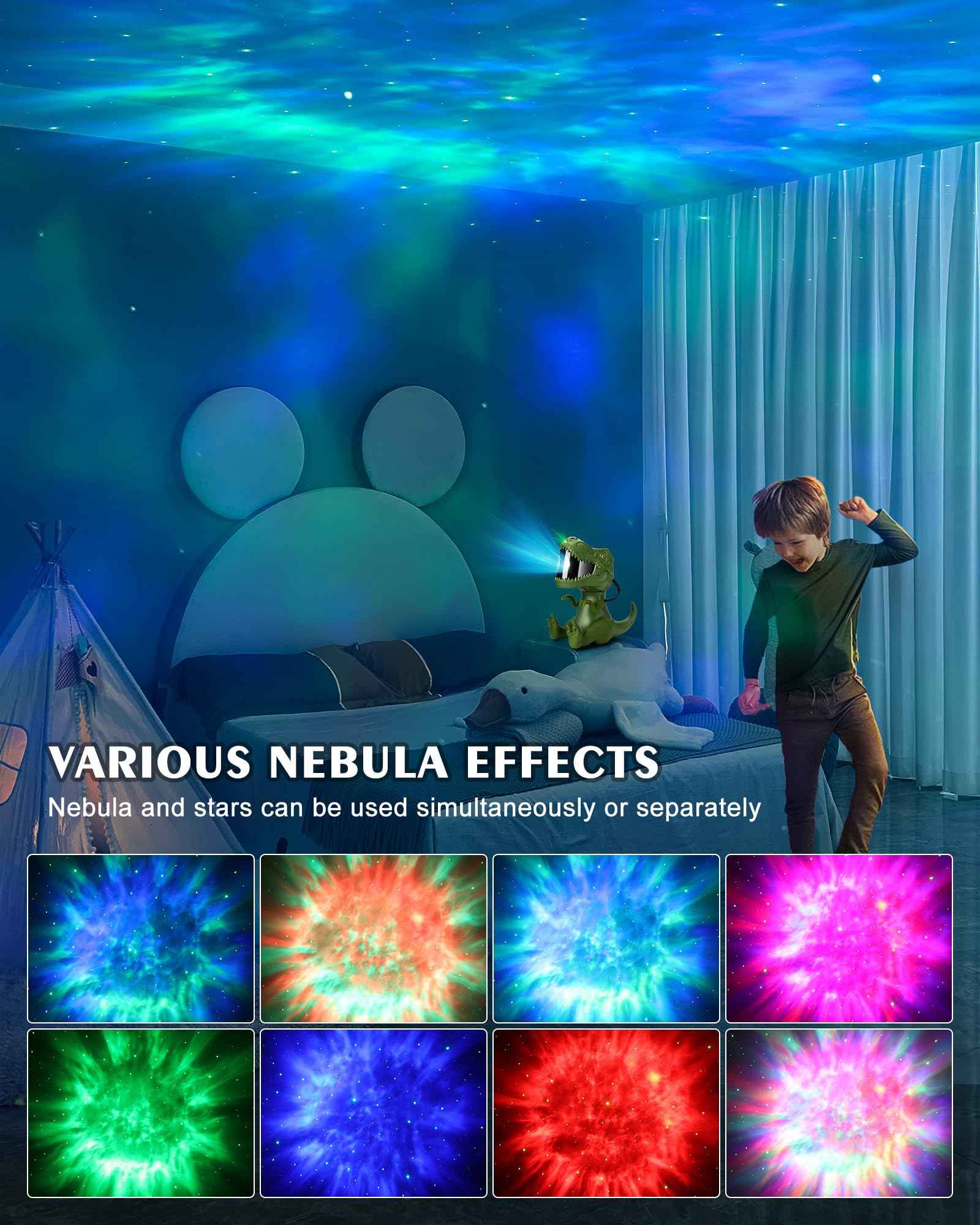 Dinosaur Star Projector Night Light: Galaxy Projector Light for Kids Bedroom Ceiling Decor （Green）