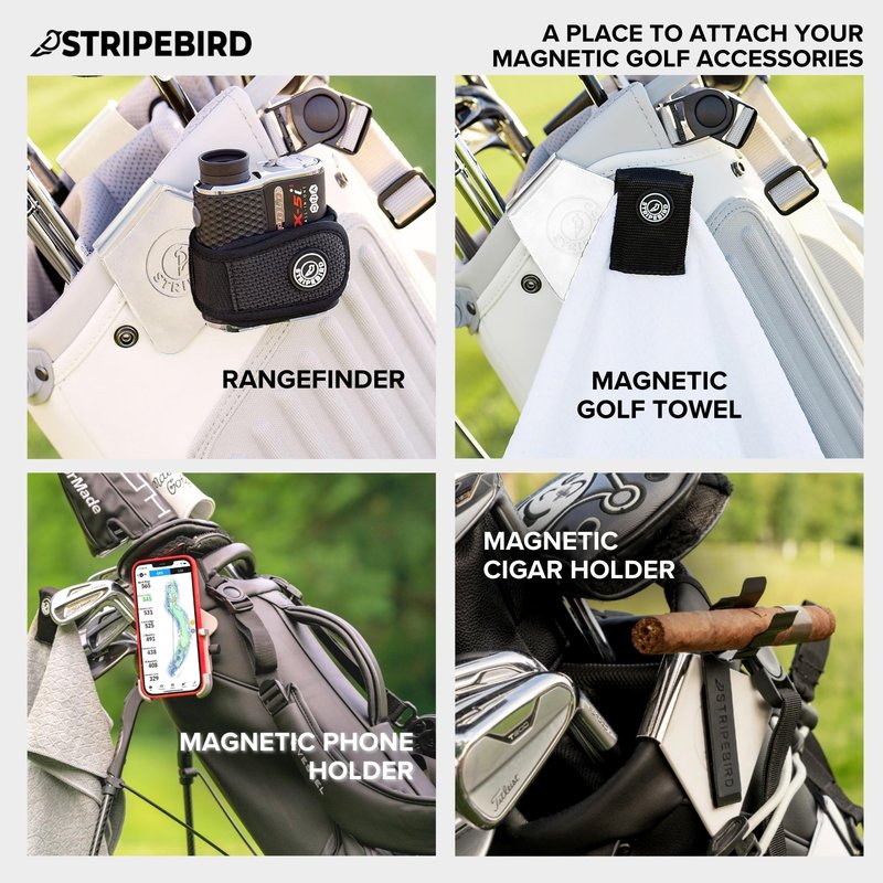 Stripebird - Golf Steel Hub for Magnetic Accessories (White) - Golf Bag Attachment for Magnetic Products - Easily Access Magnetic Golf Accessories from Your Golf Bag