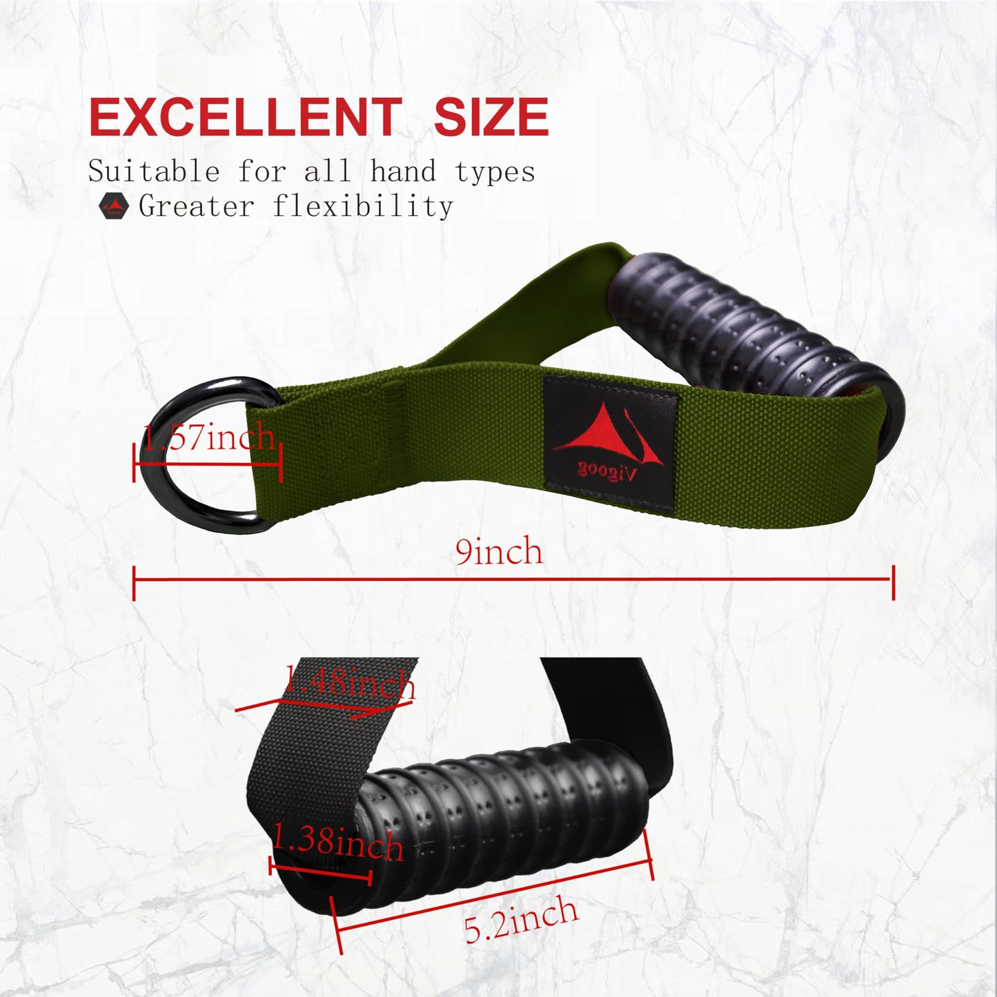 Vigoog Heavy Duty Exercise Handles, Ultra-Durable Rubber Workout Grip Attachments for Cable Machines, LAT Pulldown, Resistance Bands, Home Gym and Commercial Fitness Equipment (Military Green XR)