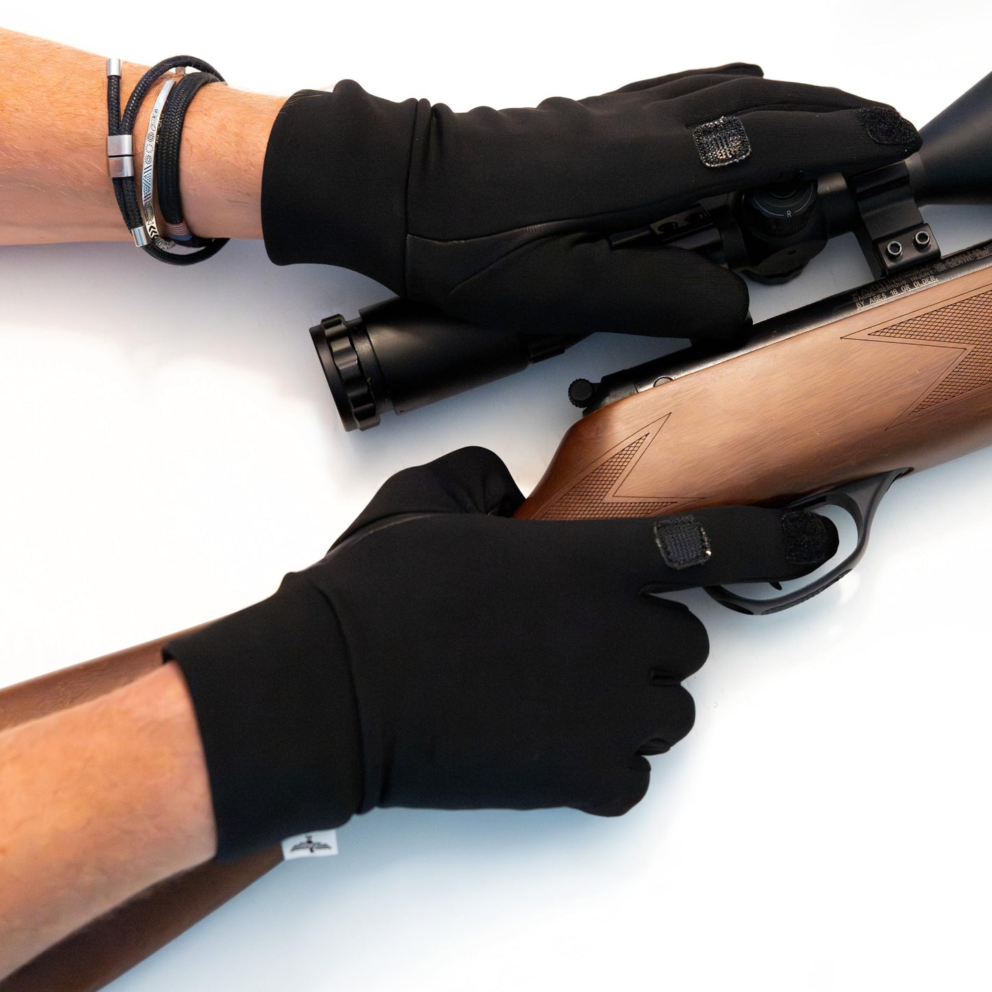 Trigger Finger Hunting & Rifle Shooting Gloves with Finger Flip | Genuine Leather Palm Grip & Stretch Back | For Outdoor Tactical Sports | Airsoft Paintball Trap Skeet Clay Shooting (BLACK, X-LARGE)