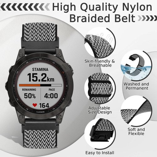 Tiptops Bands Compatible With Garmin Fenix 5/Fenix 6/Fenix 7/ Fenix 8-47mm Straps QuickFit 22mm Watch Band Elastic For Fenix 5 Plus/Fenix 6 Pro/Fenix 7 Pro Wristband