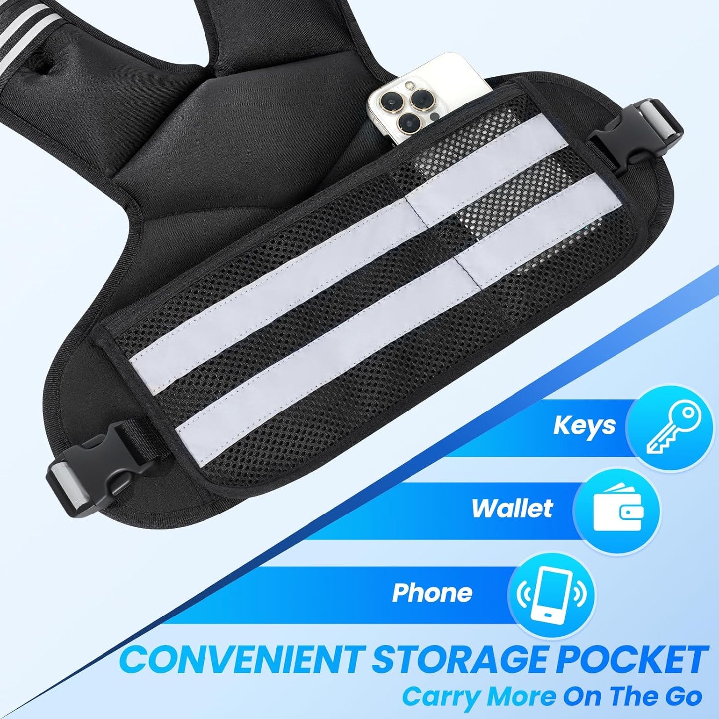 Skiennix Weighted Vest - Adjustable 4-32lb Rucking Vest with Storage Pocket & Reflective Stripes for Workout