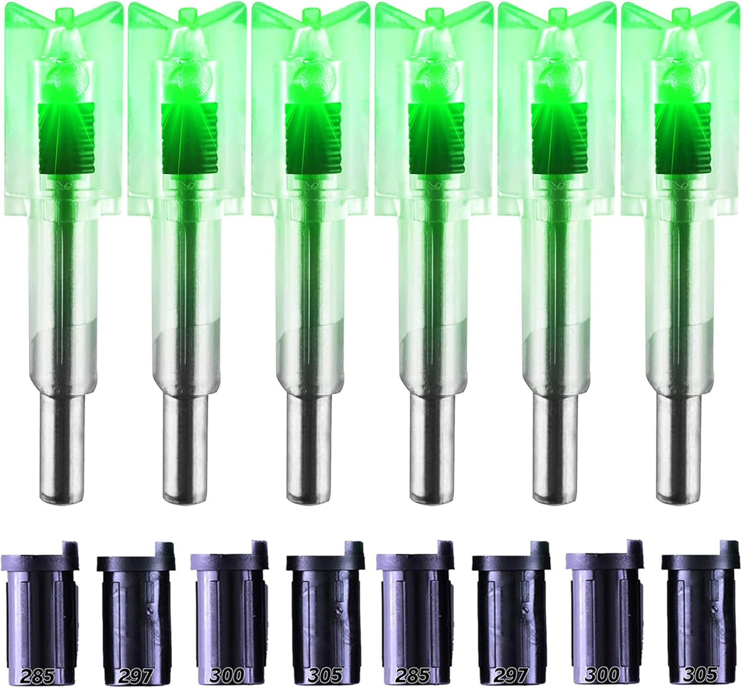 Skiennix Lighted Nocks for Crossbow Bolts - High-Visibility with On/Off Switch | 6/3 Pack, Multiple Bushings