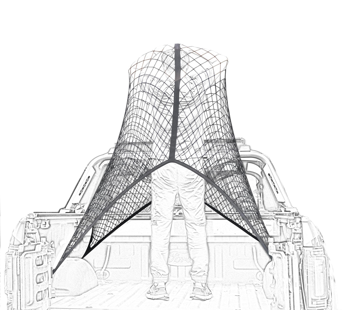 Highly Elastic Cargo Net, Simple Truck Bed Cargo Mesh Organizer, Suitable for 5ft - 6ft Standard Bed Trucks, 4'x4' Stretches to 7'x7' (Single Layer)