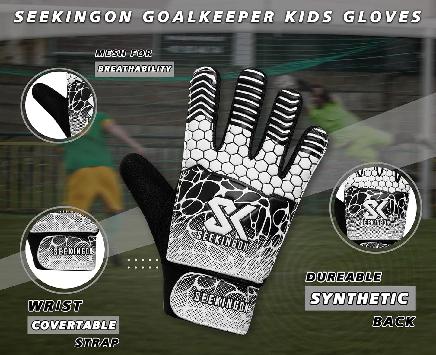 Regine Switzerland Soccer Goalie Gloves - Youth Football Goalkeeper Gloves with Double Wrist Protection & 4mm Super Grip Palm