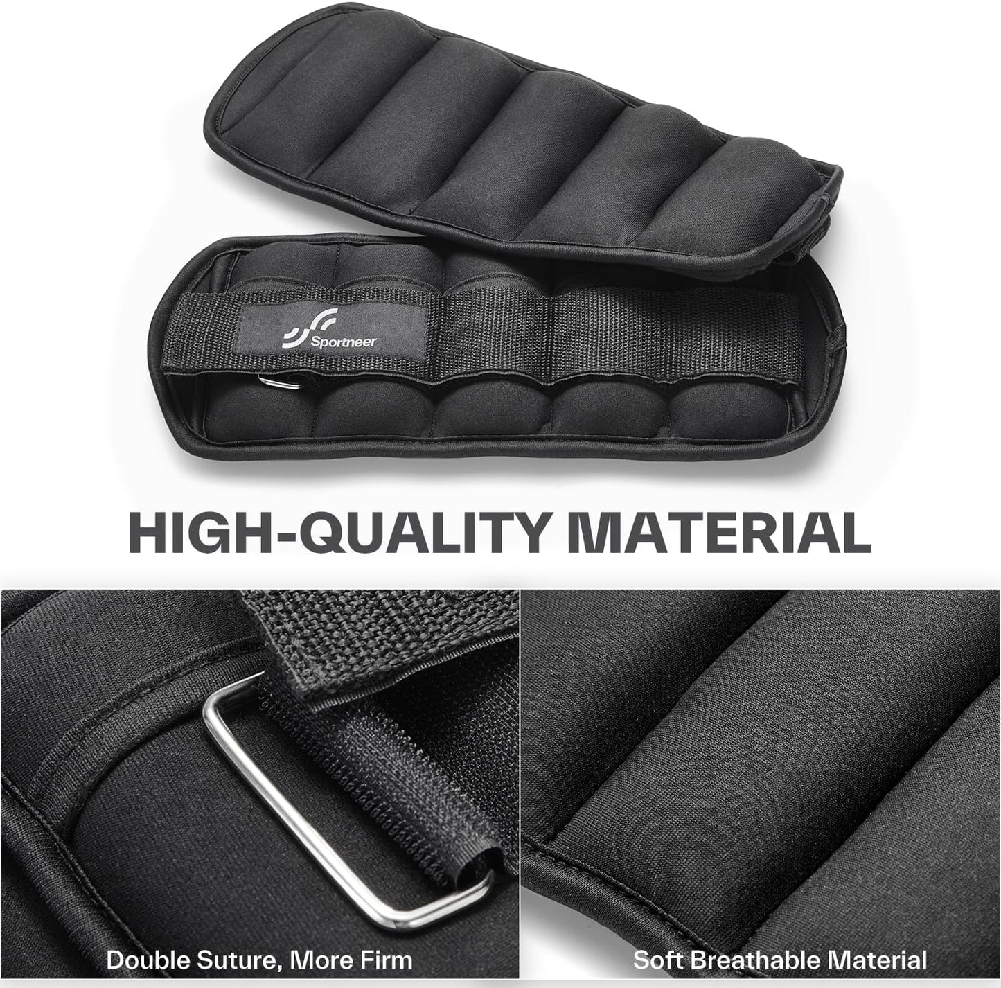 Sportneer Adjustable Ankle Weights Set - Comfortable Neoprene Leg Weights (2-10 lbs) for Home Workout & Fitness