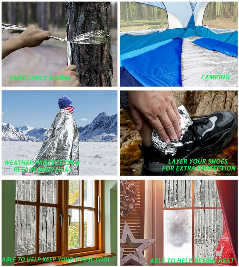 MIXIAO Emergency Foil Thermal Blanket (Pack of 25), 210 x 160 cm (82" x 63") Emergency shelter Survival Reflective Blankets Perfect for Outdoors, Hiking, Survival, Marathons or First Aid