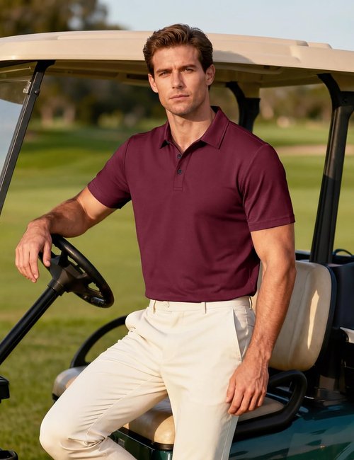 MAGCOMSEN Men's Polo Shirt - Short Sleeve Dry Fit Golf Polo with 3 Buttons | Casual Collared Design