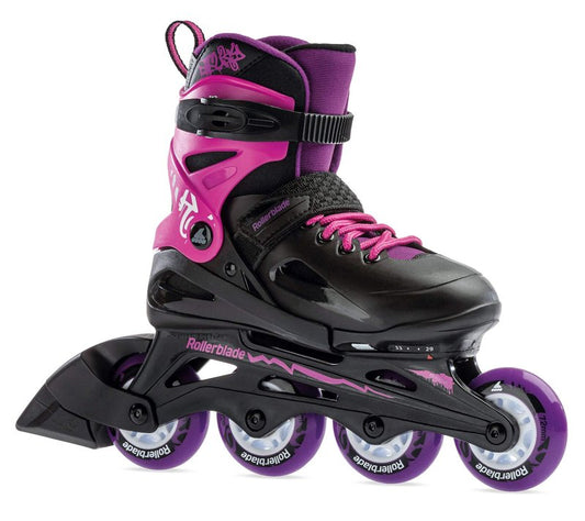 Rollerblade Fury Junior Adjustable Fitness Inline Skate, Black & Pink