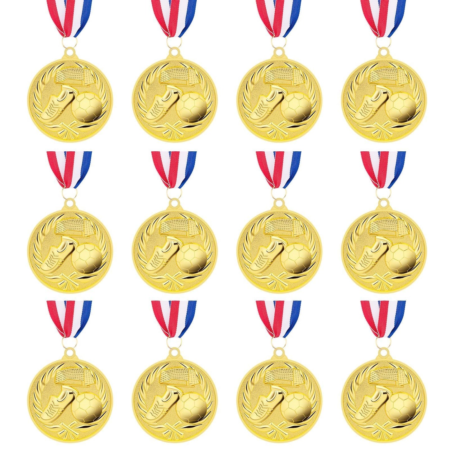 SOKOSEY 12 Packs Soccer Medals, 2 Inches Metal Gold Award Medals for Sports Soccer Games and Prizes Awards Party Favors