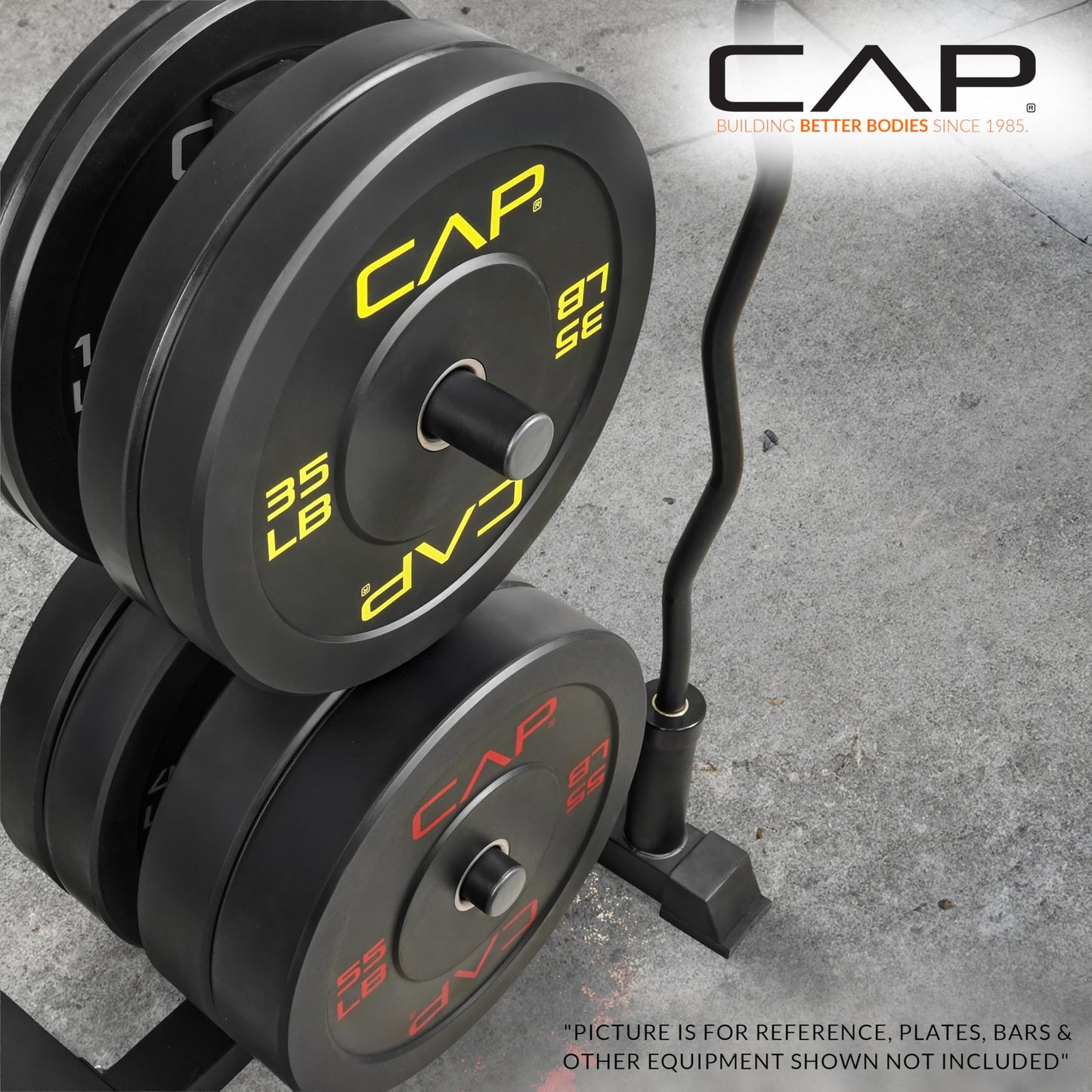 CAP 160lb Elite Olympic Bumper Plate Set with Compact Storage Rack
