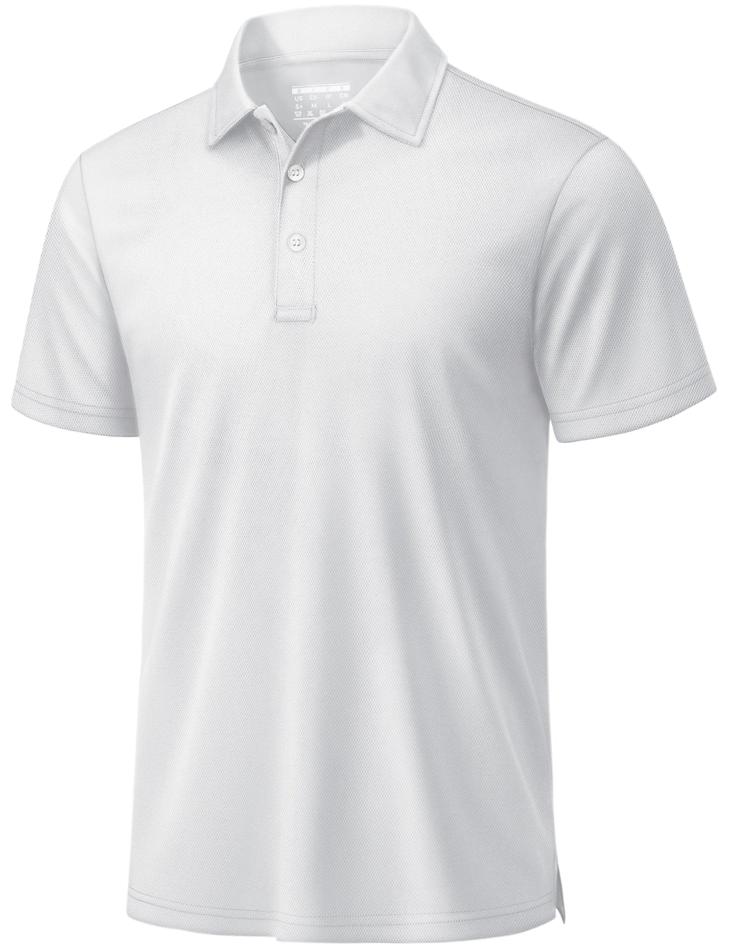 TACVASEN Mens Golf Shirt Dry Fit Mens Polo Shirts Short Sleeve Performance Golf Polos for Men with Collar Work Shirts White, L