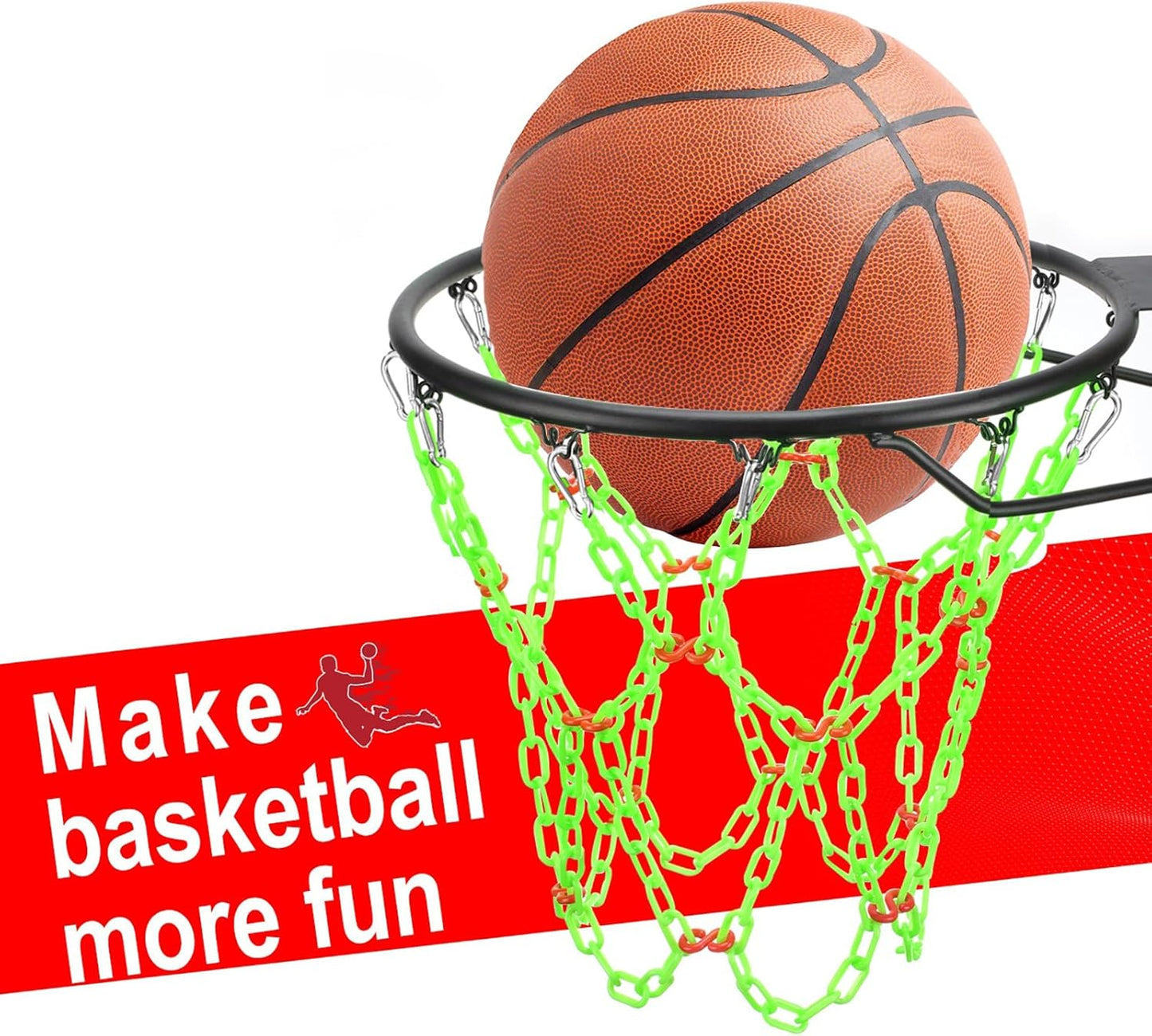 Skiennix Heavy-Duty Basketball Net Replacement - Anti-Rust Resin for Indoor/Outdoor Use | Standard 12-Ring