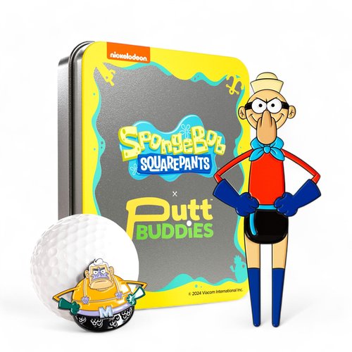 PuttBuddies Officially Licensed Spongebob Mermaid Man & Barnacle Boy Divot Tool and Ball Marker Gift Set with Magnetic Hat Clip and Collectible Protective Tin, Golf Accessories for Fans and Golfers