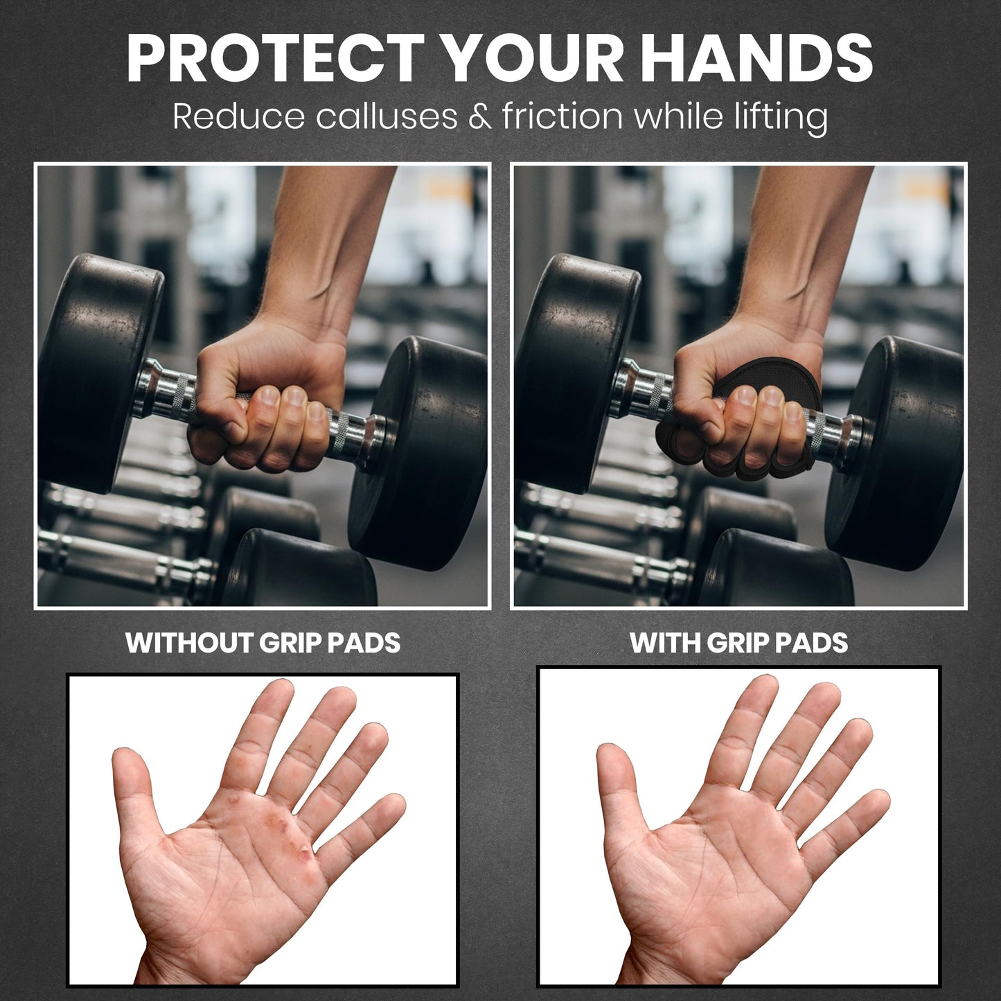 Stealth Sports Weight Lifting Gym Grip Pads Non-Slip Neoprene Pull Up Bar Pads Substitute of Workout Gloves Prevents Callus Tears–Calisthenics Fitness Weightlifting Grip Gloves (4 Loop)