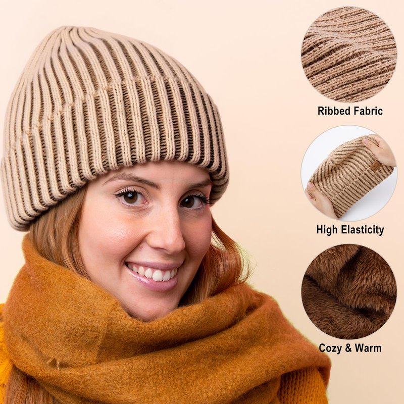 HONGTEYA 3 Pack Winter Beanie for Men Women, Thicken Thermal Plush Lined Beanie Fashion Warm Knit Hat for Cold Weather (Khaki+Gray+Black)