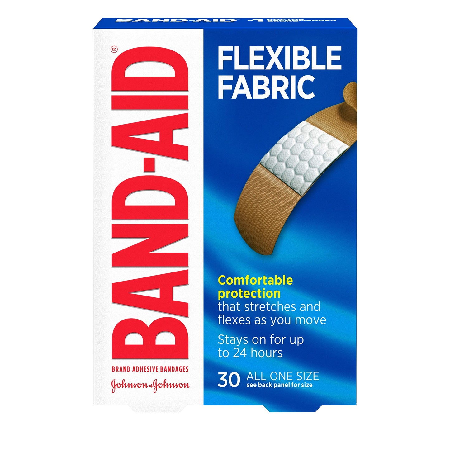 Band-Aid Brand Flexible Fabric Adhesive Bandages for Wound Care and First Aid, All One Size, 30 ct