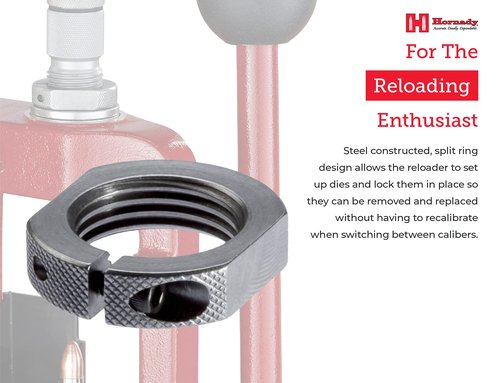 Hornady Sure-Loc Lock Rings, 6 Pack, 044606 - Fits on Standard 7/8-14 Inch Threaded Dies & Accessories - Split Ring Design Die Lock Rings Applies Constant Pressure & Wrench Flats for Easy On/Off