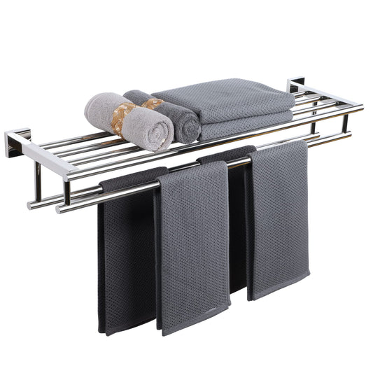 Alise Towel Rack,Towel Hanger Towel Shelf with Double Towel Bars for Bathroom Lavatory,32 Inch SUS 304 Stainless Steel Wall Mount Towel Holder,Polished Chrome