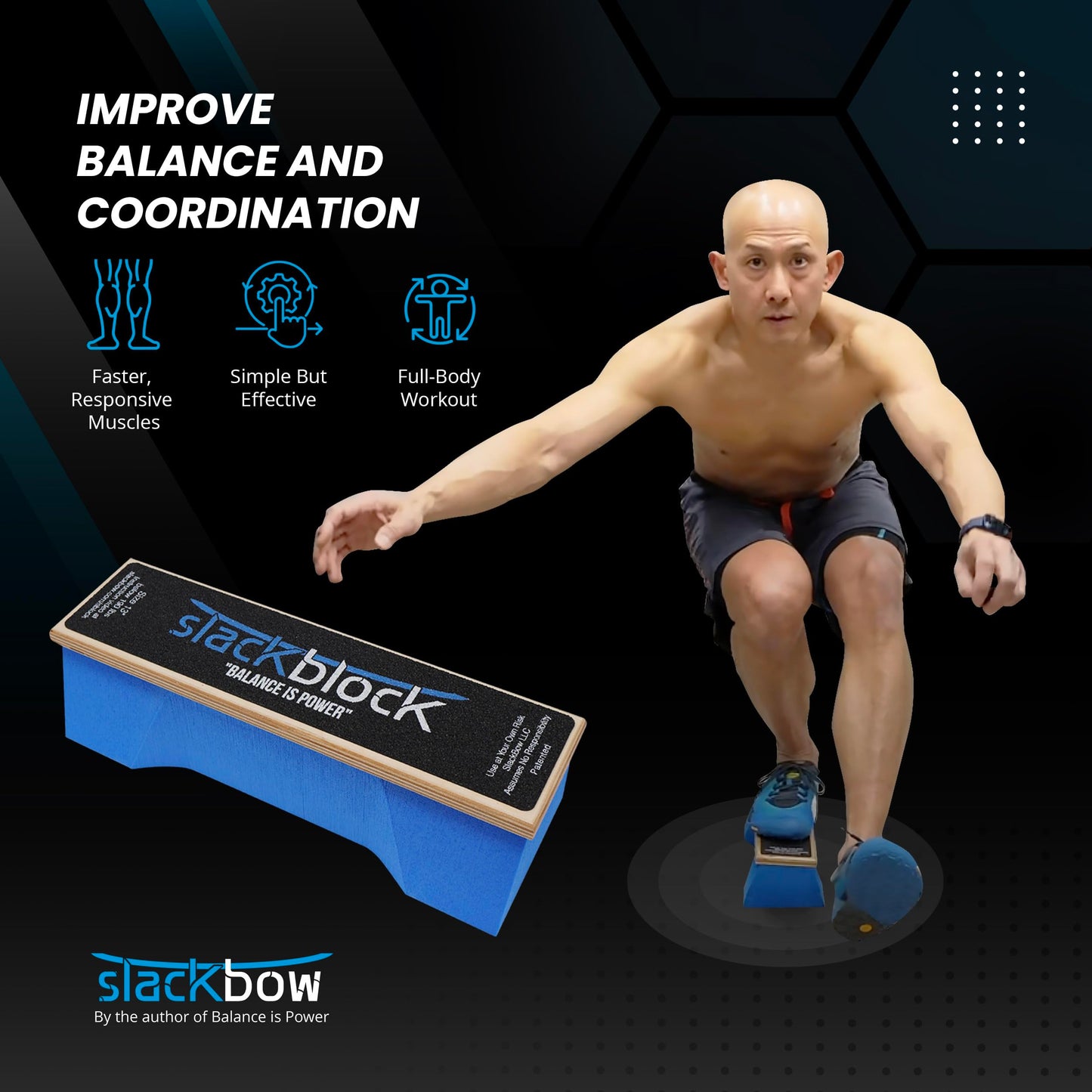 SlackBow SlackBlock Athletic Balance Trainer – Improve Balance, Stability, and Athletic Performance – Condition Your Body and Prevent Injury - Compact and Portable – 14"