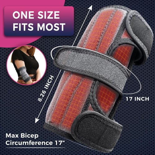CREATRILL Elbow Heating Pad for Cubital Tunnel and Tennis Elbow Relief, Heated Elbow Brace Arm Heating Pad Sleeve for Ulnar Nerve with Auto Off and Moist Heat Option